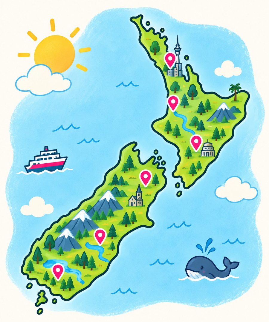 Map of New Zealand showing where Budget Bird is being used